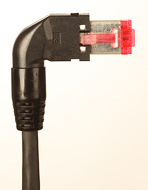 Netzwerkkabel mit seitlich abgewinkeltem Stecker - rechts