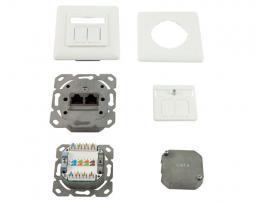 105917 - Netzwerkdose Cat6, Unterputz, 2-fach, signalweiß