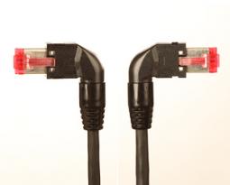115466 - Patchkabel beidseitig gewinkelt (1x 90° links, 1x 90° rechts) 2m schwarz S/FTP 500MHz