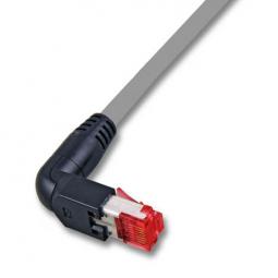 118100 - Cat6A Patchkabel 500MHz 0,5m grau, 90° gewinkelt